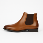 Black Brown Leather-Look Chelsea Boots for Men
