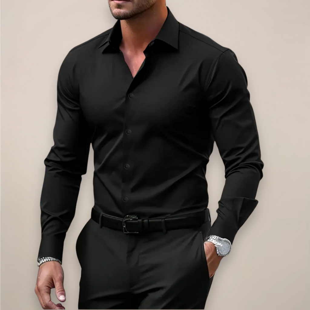 Dark Green Long Sleeve Slim Fit Shirt for Men