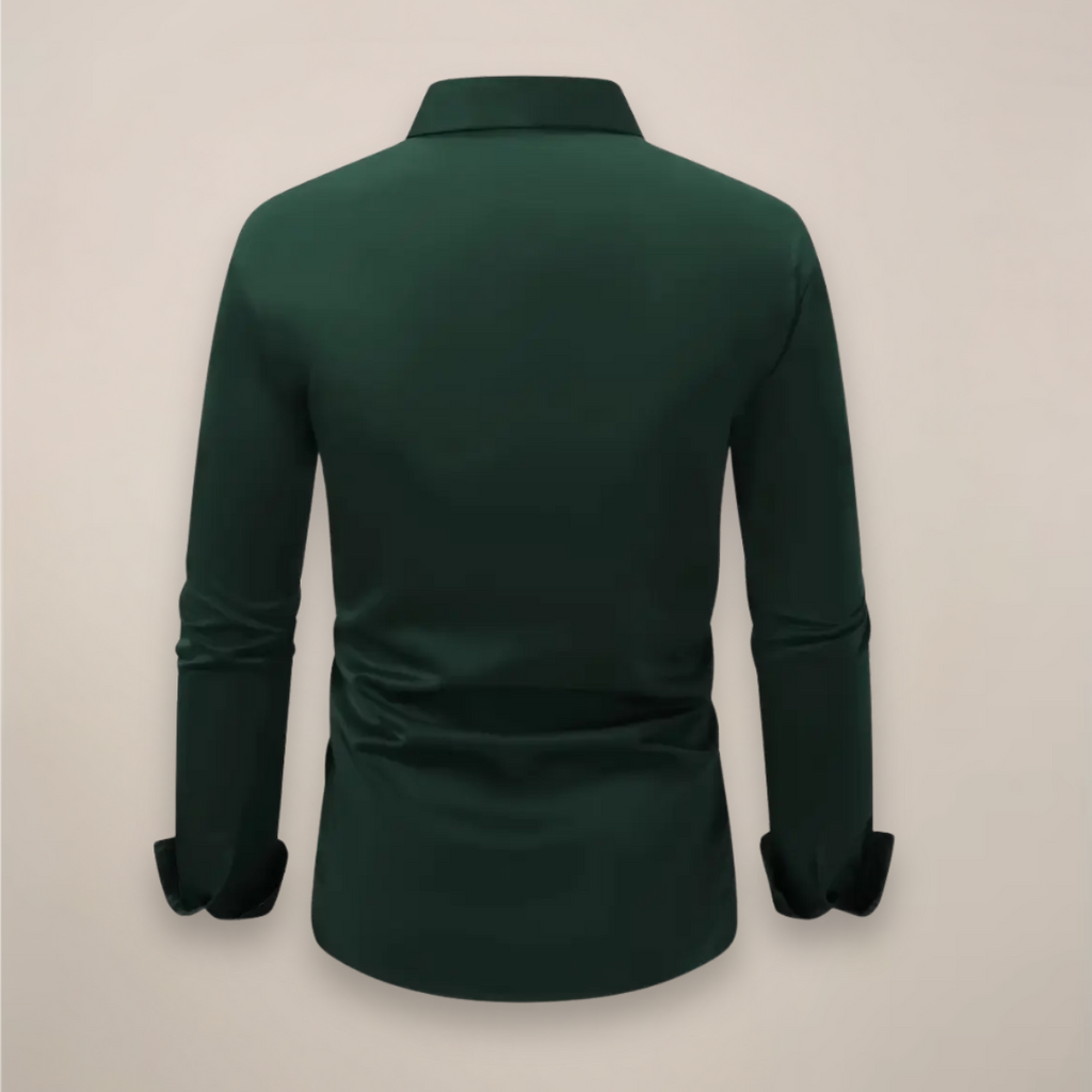 Dark Green Long Sleeve Slim Fit Shirt for Men