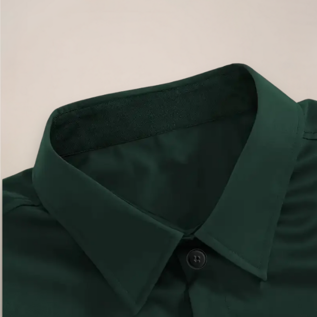 Dark Green Long Sleeve Slim Fit Shirt for Men