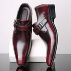 Brown Leather-Look Monk Strap Shoes for Men