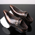 Brown Leather-Look Monk Strap Dress Shoes for Men