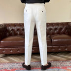 High-Waisted Pleated Double Button Trousers for Men