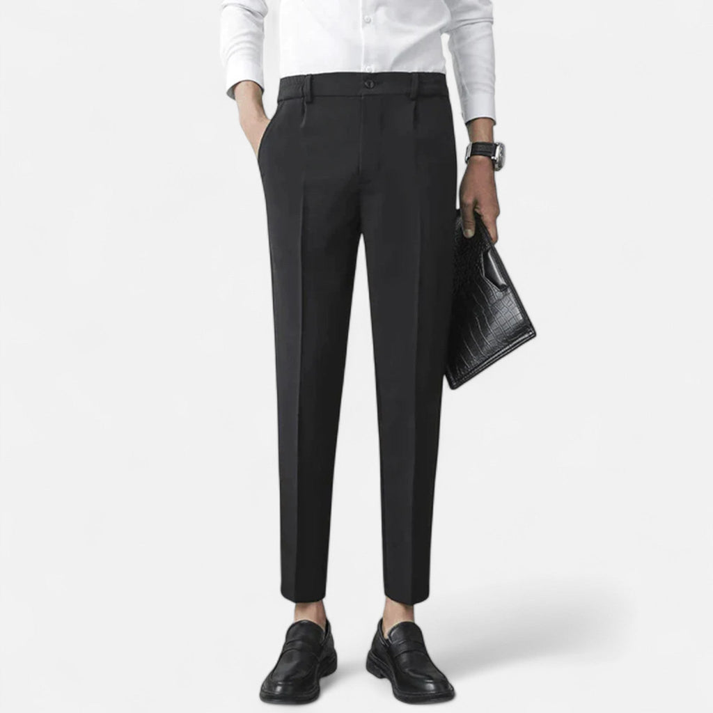Grey Slim Fit Tailored Ankle Length Trousers for Men