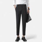 Grey Slim Fit Tailored Ankle Length Trousers for Men