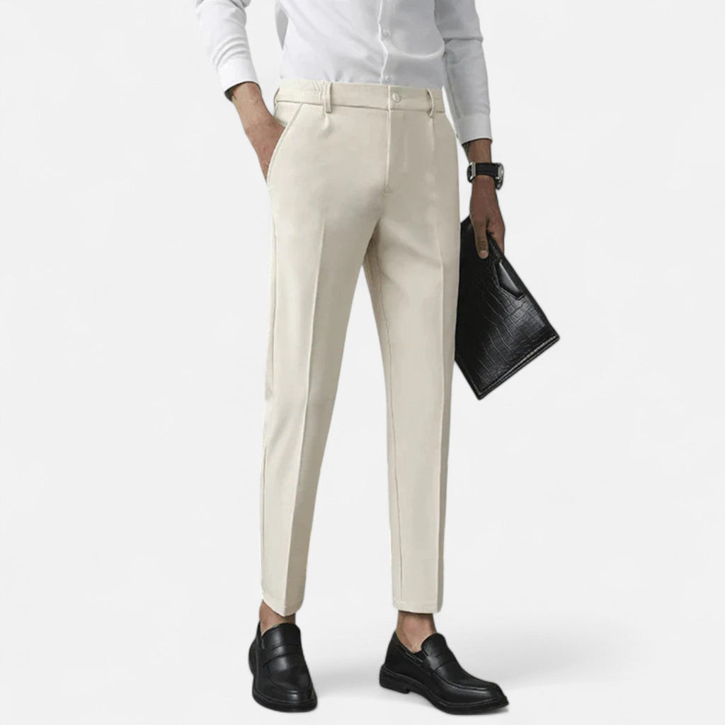 Grey Slim Fit Tailored Ankle Length Trousers for Men