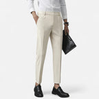 Grey Slim Fit Tailored Ankle Length Trousers for Men