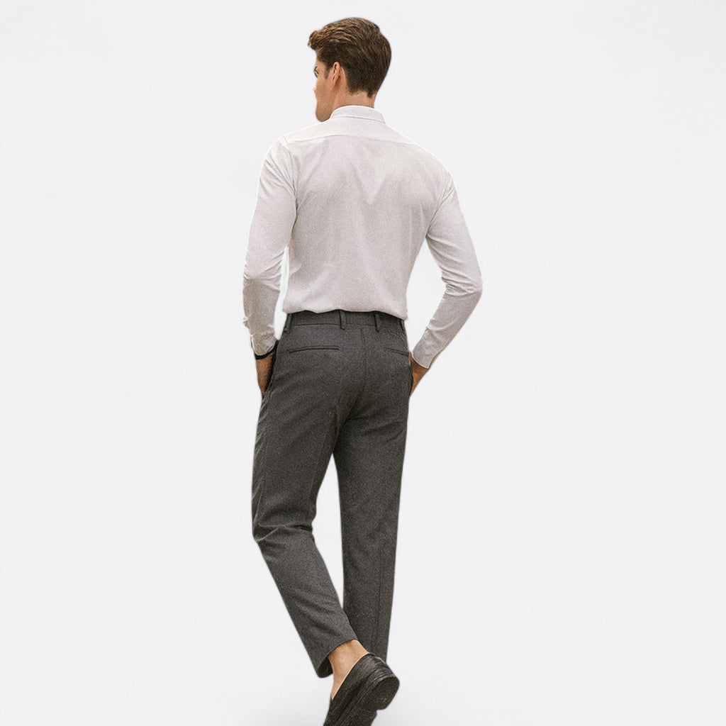 Grey Slim Fit Tailored Ankle Length Trousers for Men
