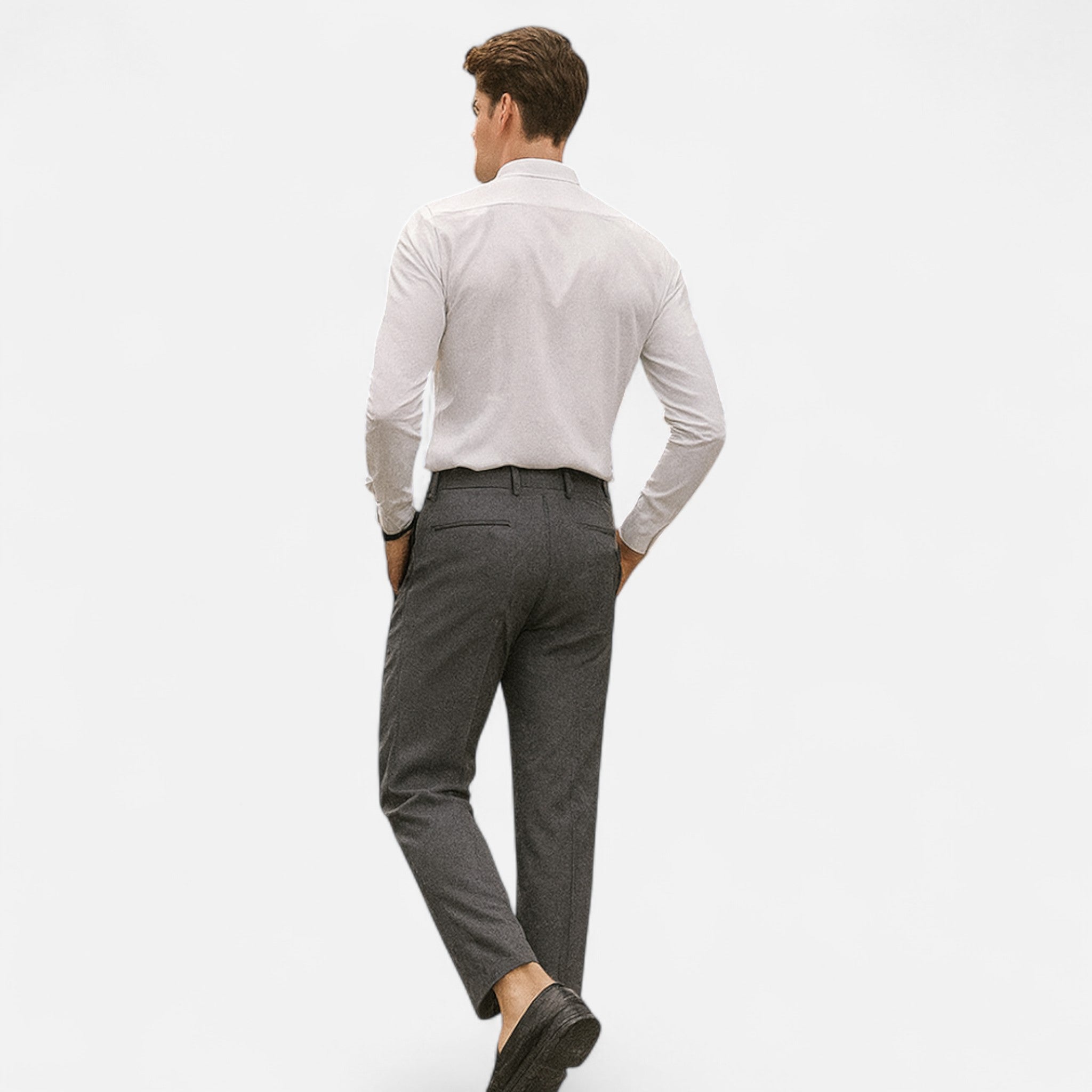 Grey Slim Fit Tailored Ankle Length Trousers for Men