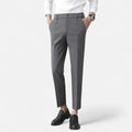 Grey Slim Fit Tailored Ankle Length Trousers for Men