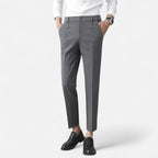 Grey Slim Fit Tailored Ankle Length Trousers for Men