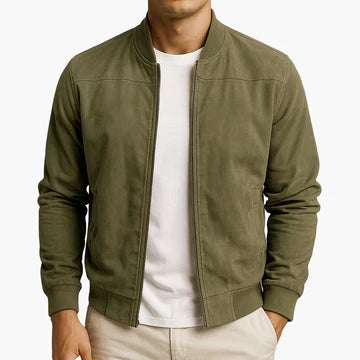 Men Bomber Jacket | Zip front with stand collar and fitted cuffs
