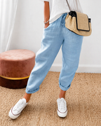 Cotton Linen Relaxed Fit Trousers for Men