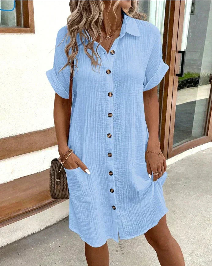 Cotton Button-Down Shirt Dress for Women | Summer