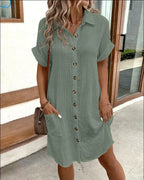 Cotton Button-Down Shirt Dress for Women | Summer