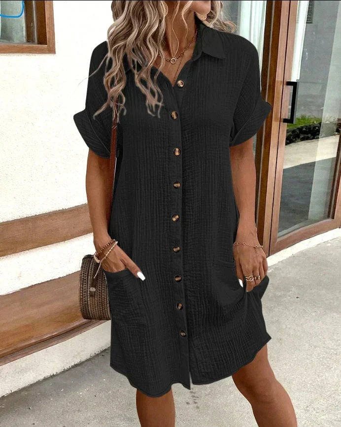 Cotton Button-Down Shirt Dress for Women | Summer
