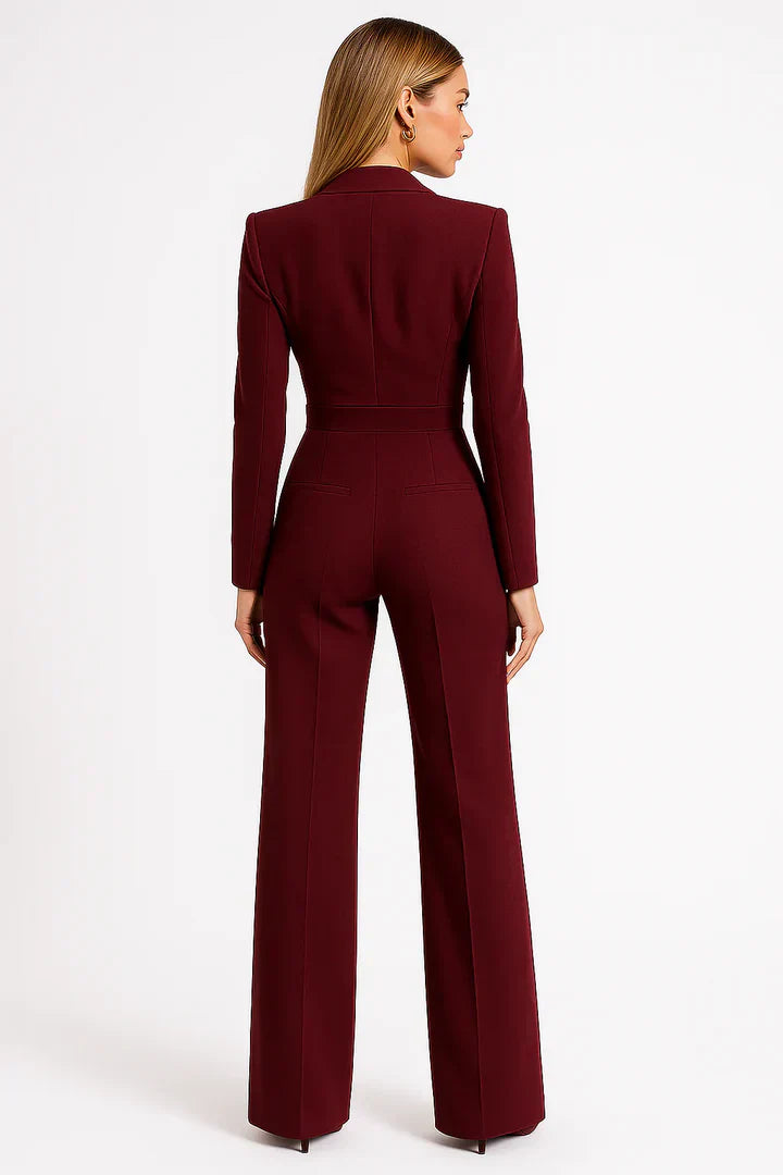 Women Jumpsuit | Blazer style with V-neck and wide-leg fit