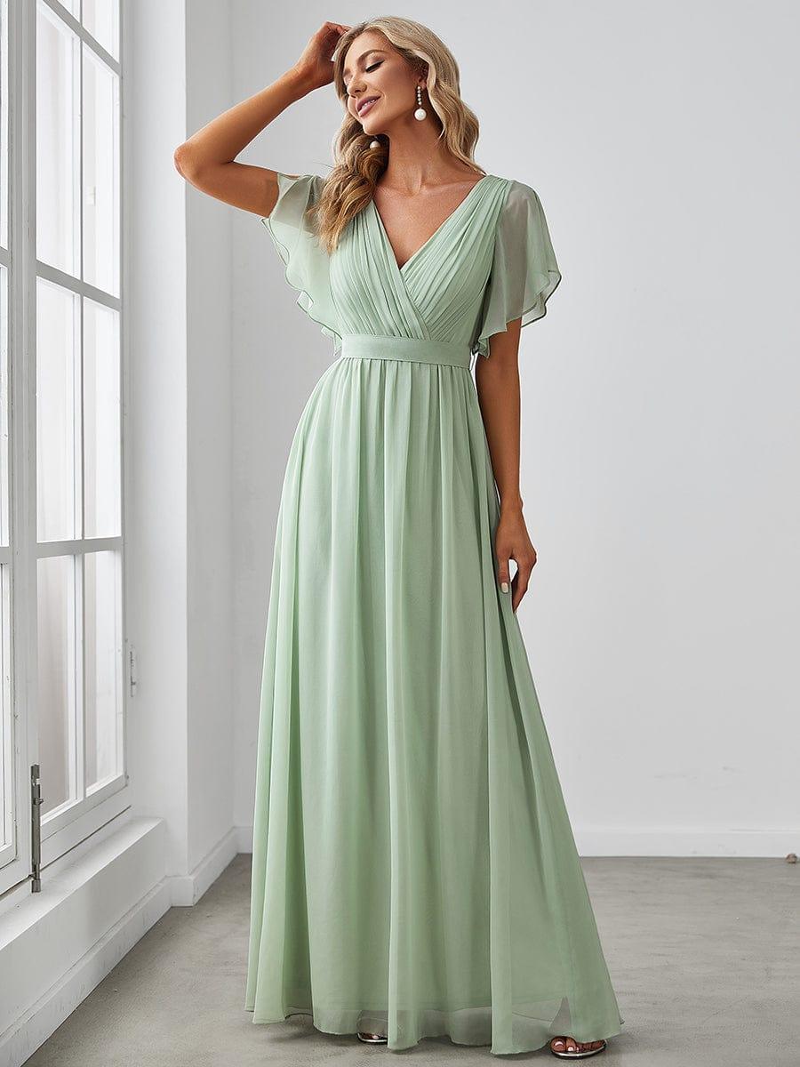 Chiffon V-Neck Maxi A-Line Evening Dress for Women