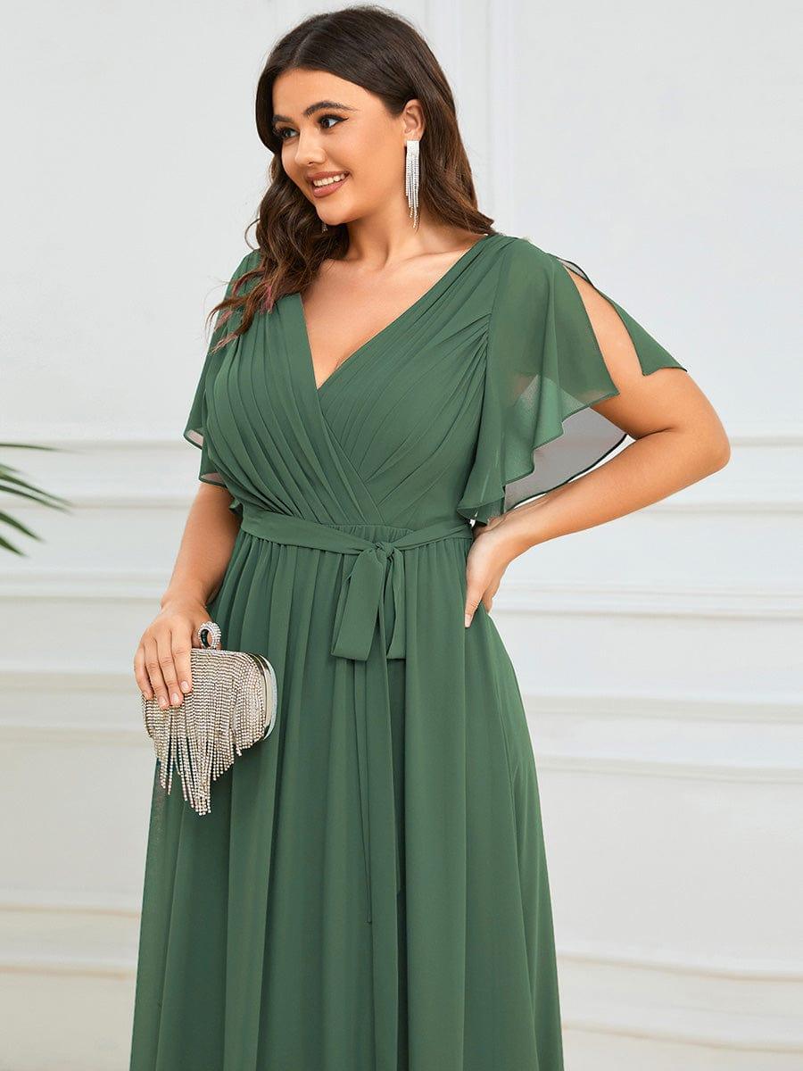 Chiffon V-Neck Maxi A-Line Evening Dress for Women