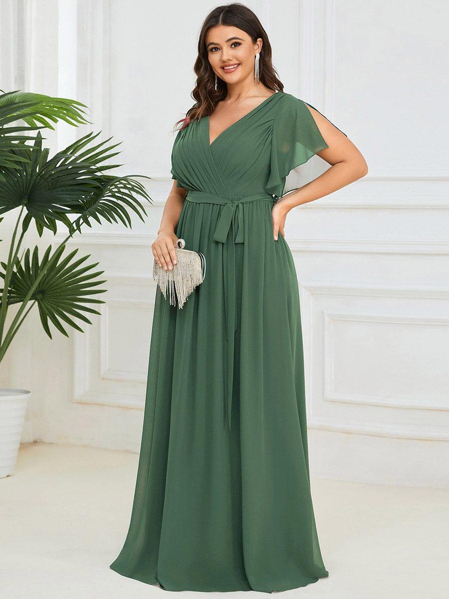 Chiffon V-Neck Maxi A-Line Evening Dress for Women