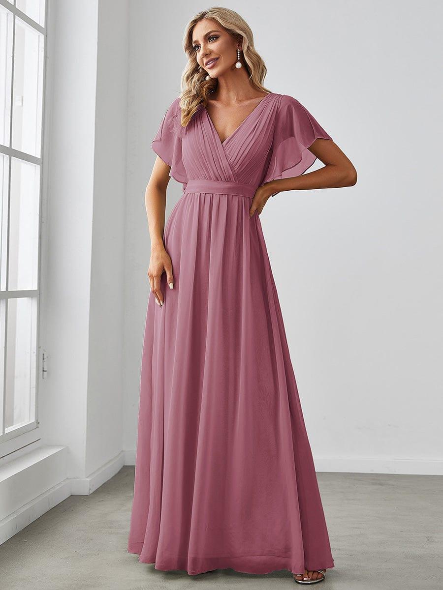 Chiffon V-Neck Maxi A-Line Evening Dress for Women