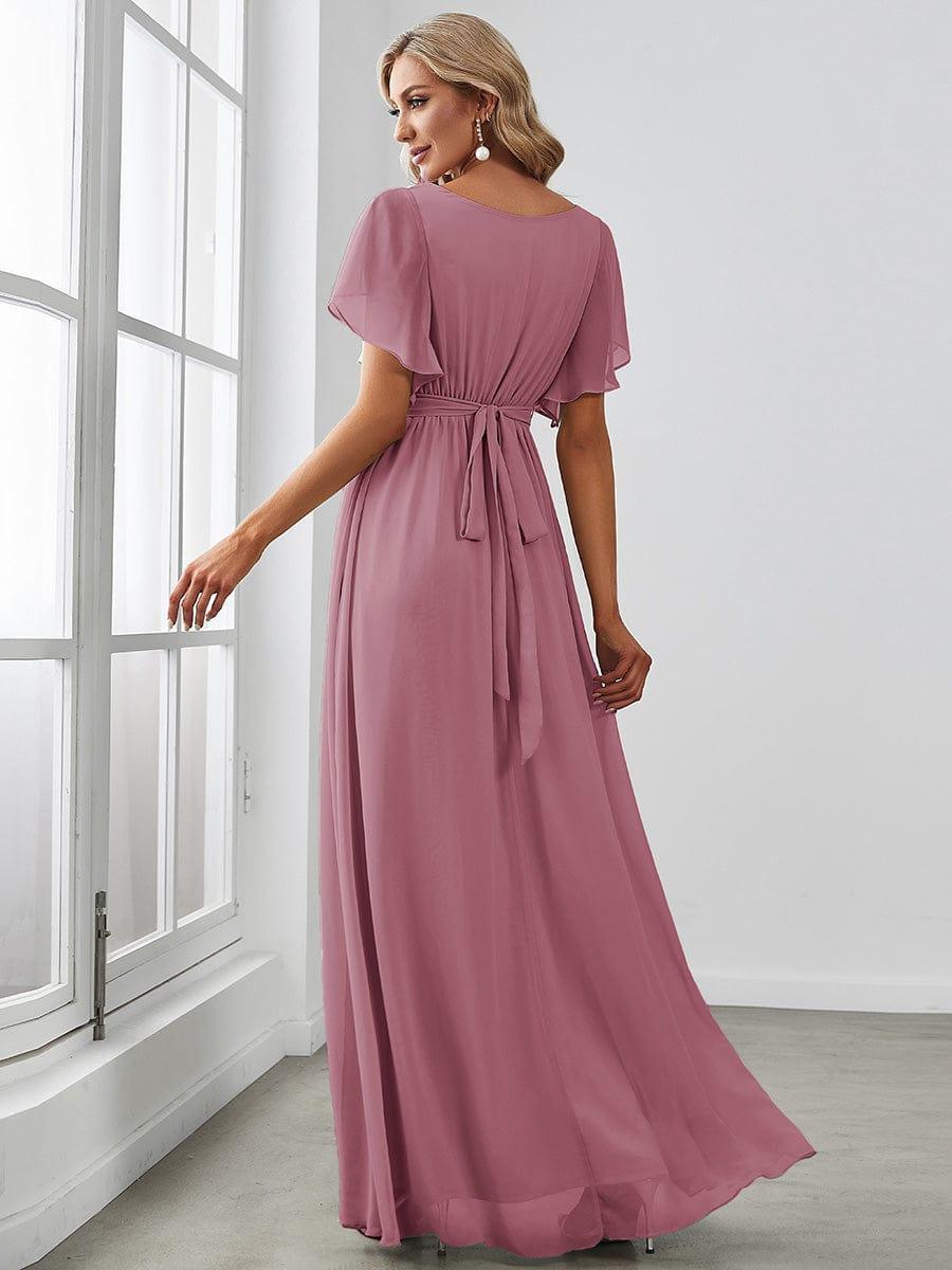Chiffon V-Neck Maxi A-Line Evening Dress for Women