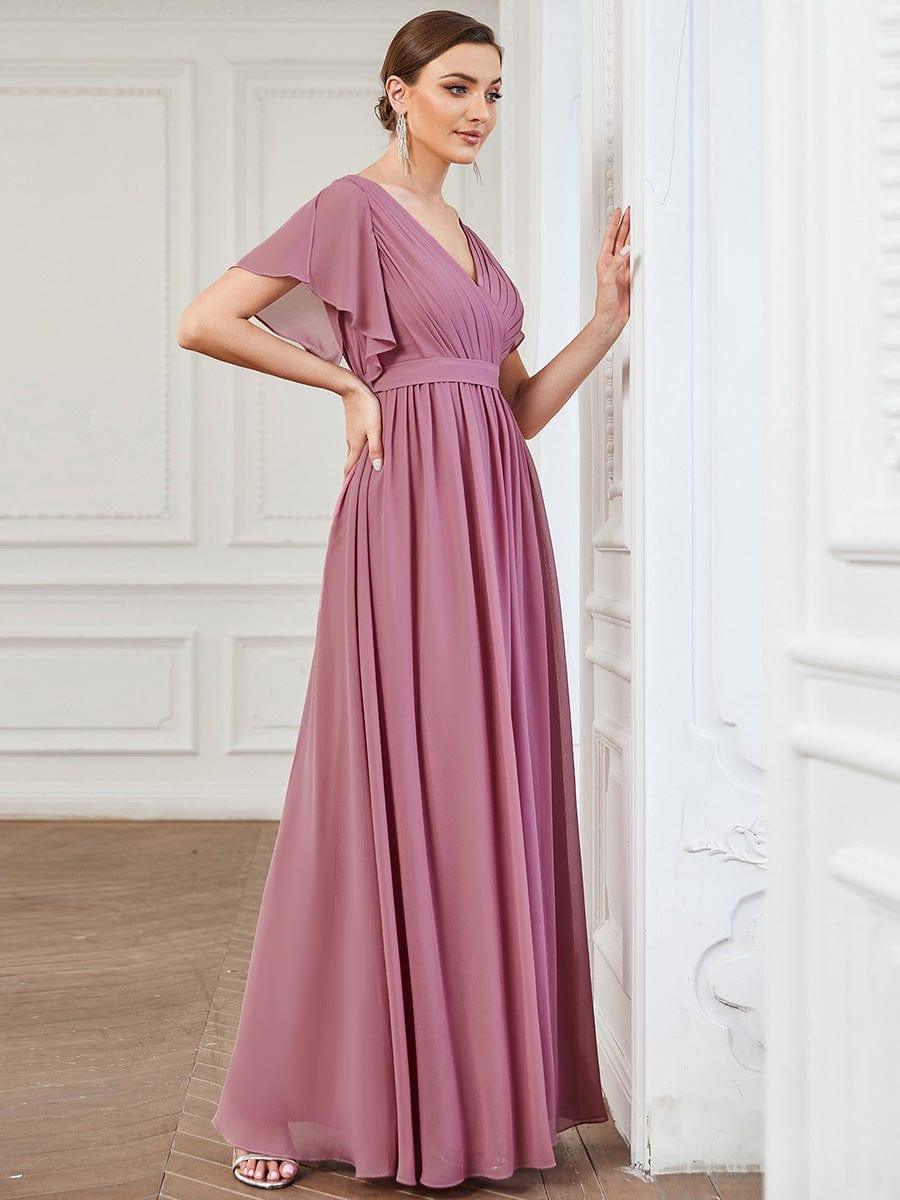 Chiffon V-Neck Maxi A-Line Evening Dress for Women
