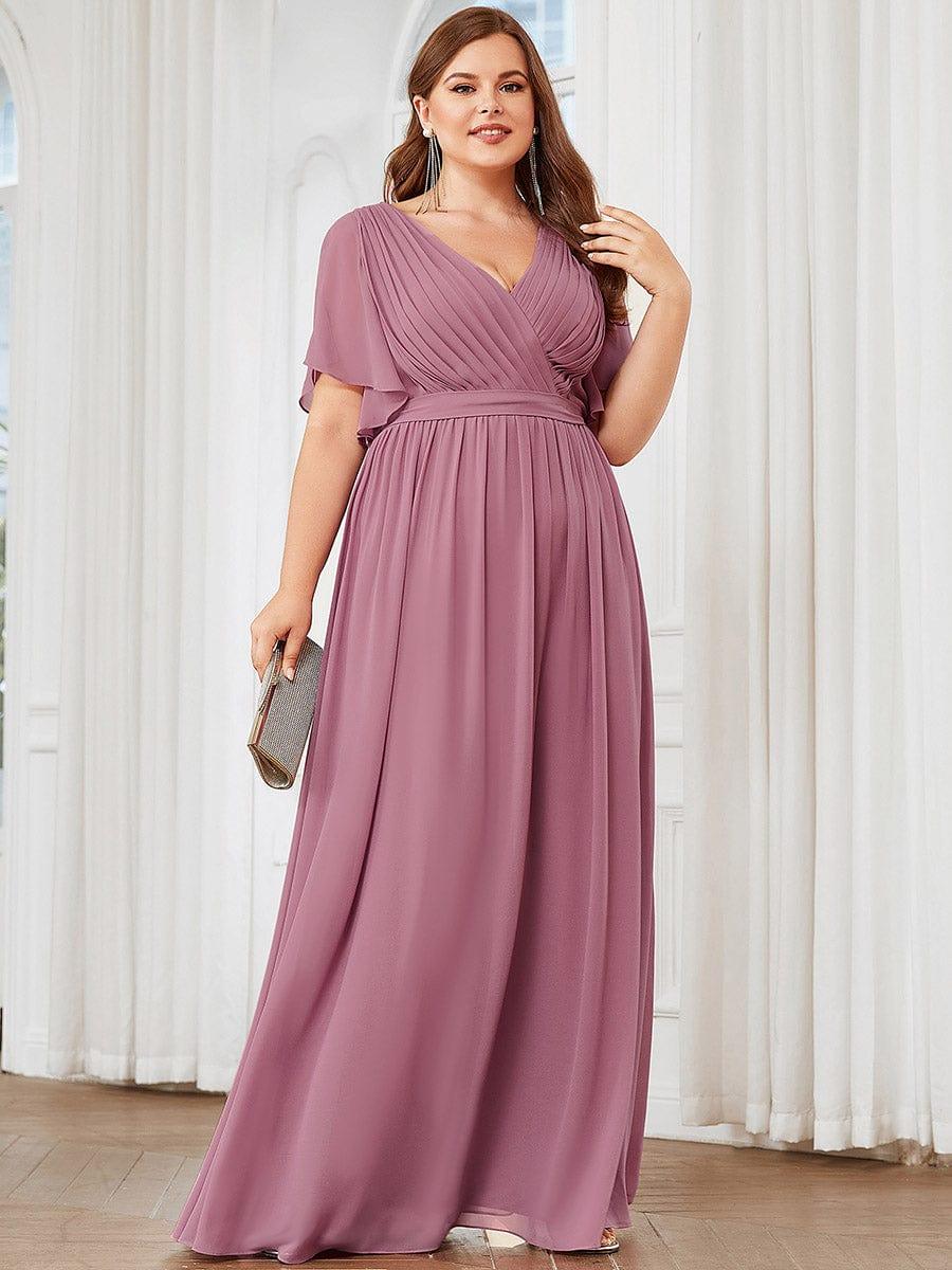 Chiffon V-Neck Maxi A-Line Evening Dress for Women