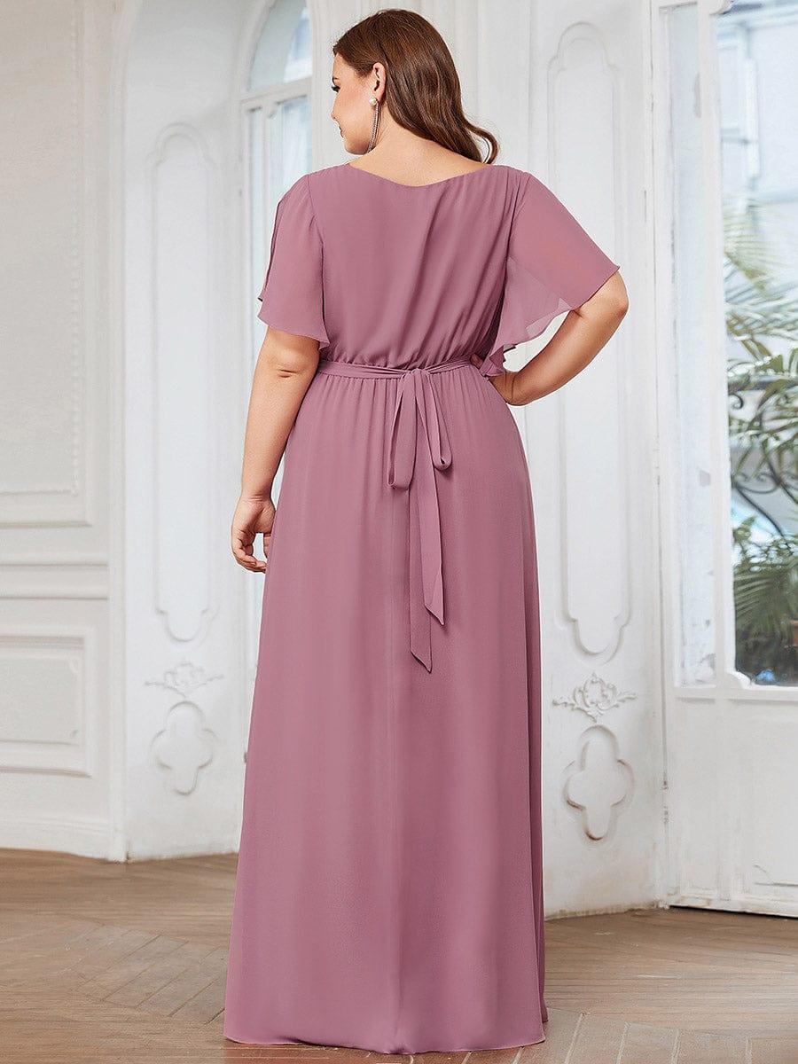 Chiffon V-Neck Maxi A-Line Evening Dress for Women