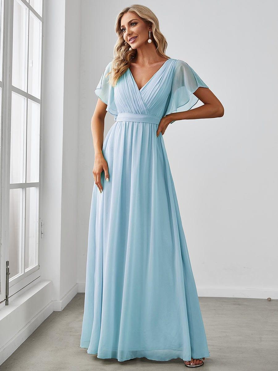 Chiffon V-Neck Maxi A-Line Evening Dress for Women