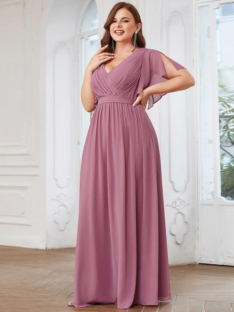 Chiffon V-Neck Maxi A-Line Evening Dress for Women