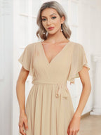 Chiffon V-Neck Maxi A-Line Evening Dress for Women