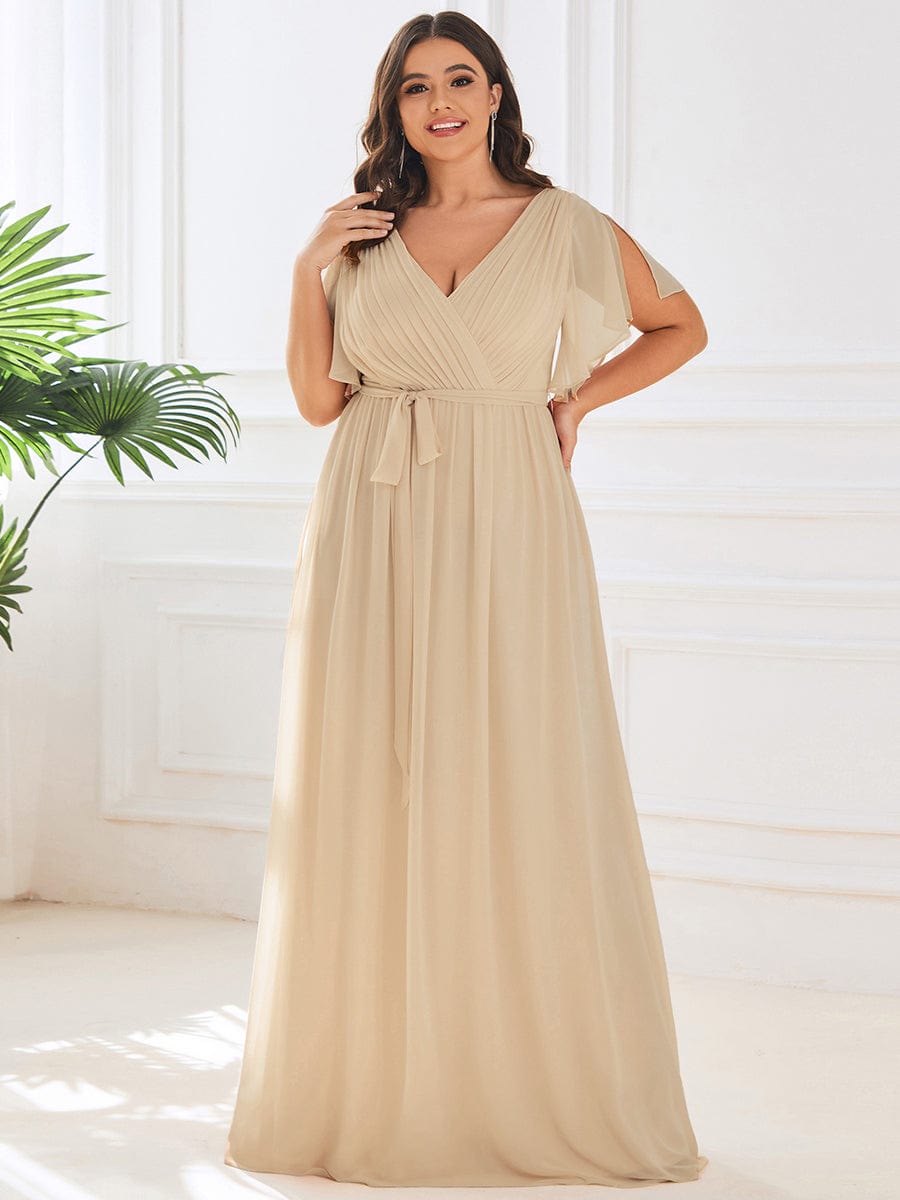 Chiffon V-Neck Maxi A-Line Evening Dress for Women