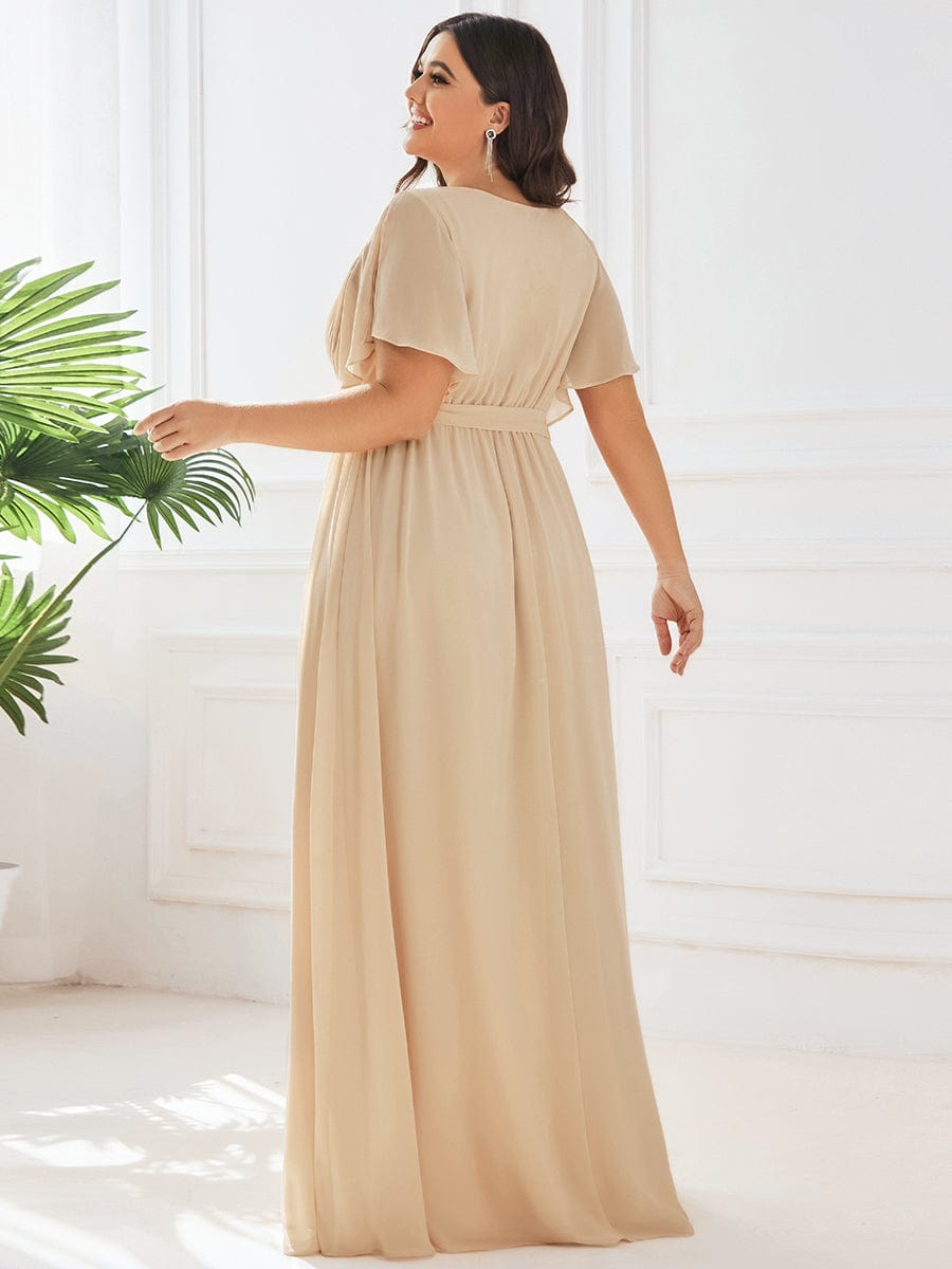 Chiffon V-Neck Maxi A-Line Evening Dress for Women