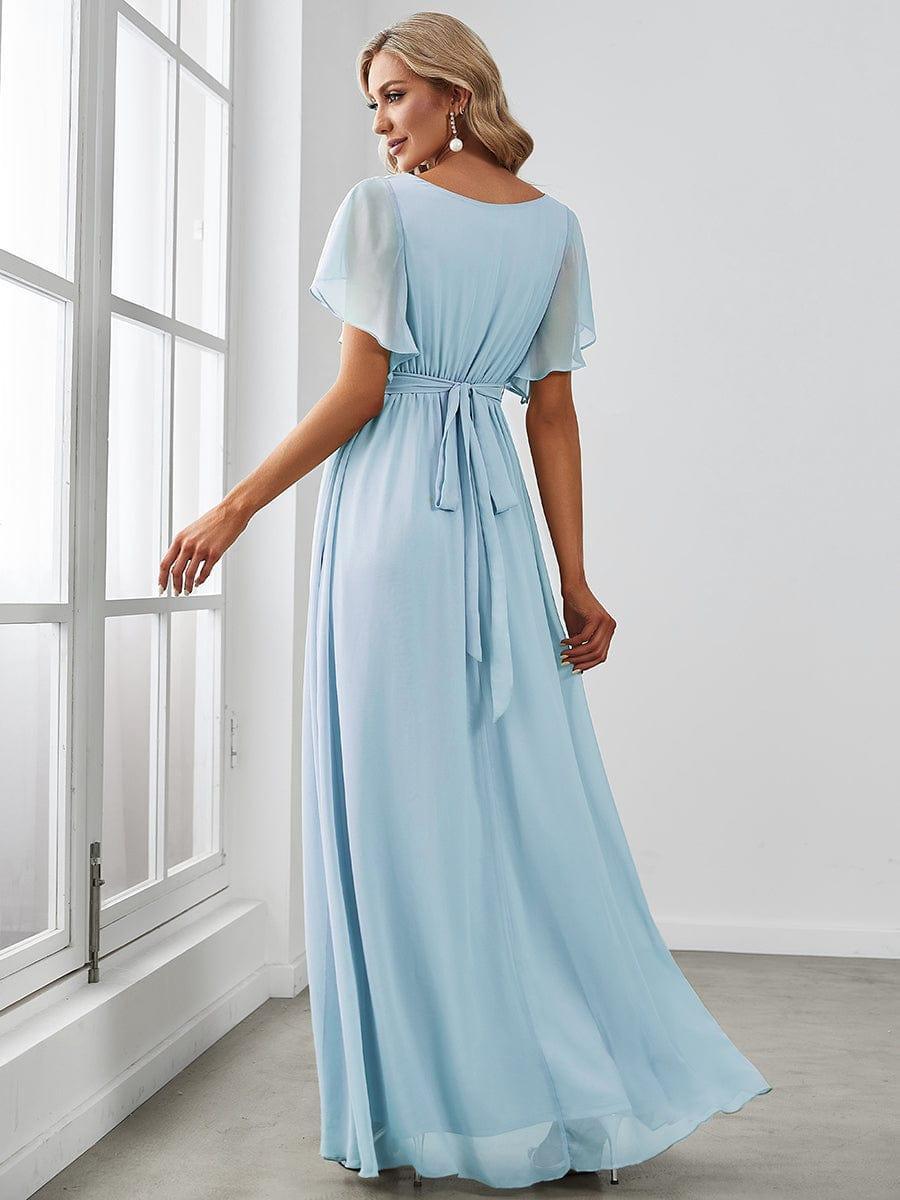 Chiffon V-Neck Maxi A-Line Evening Dress for Women