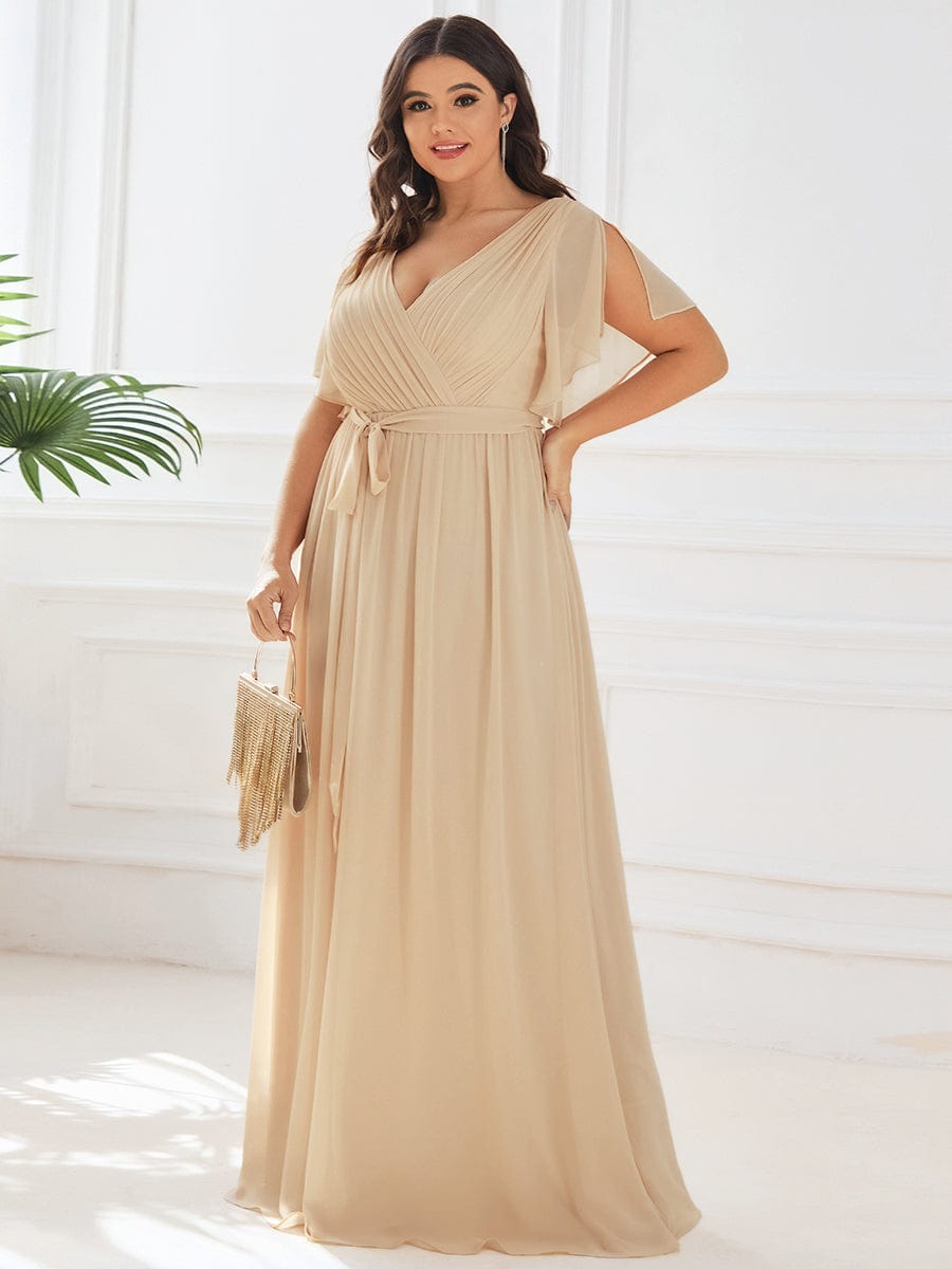 Chiffon V-Neck Maxi A-Line Evening Dress for Women