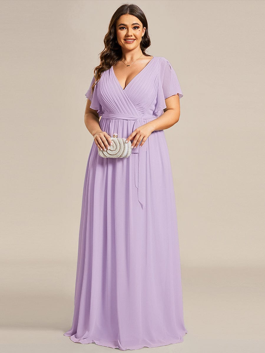 Chiffon V-Neck Maxi A-Line Evening Dress for Women