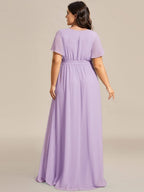Chiffon V-Neck Maxi A-Line Evening Dress for Women