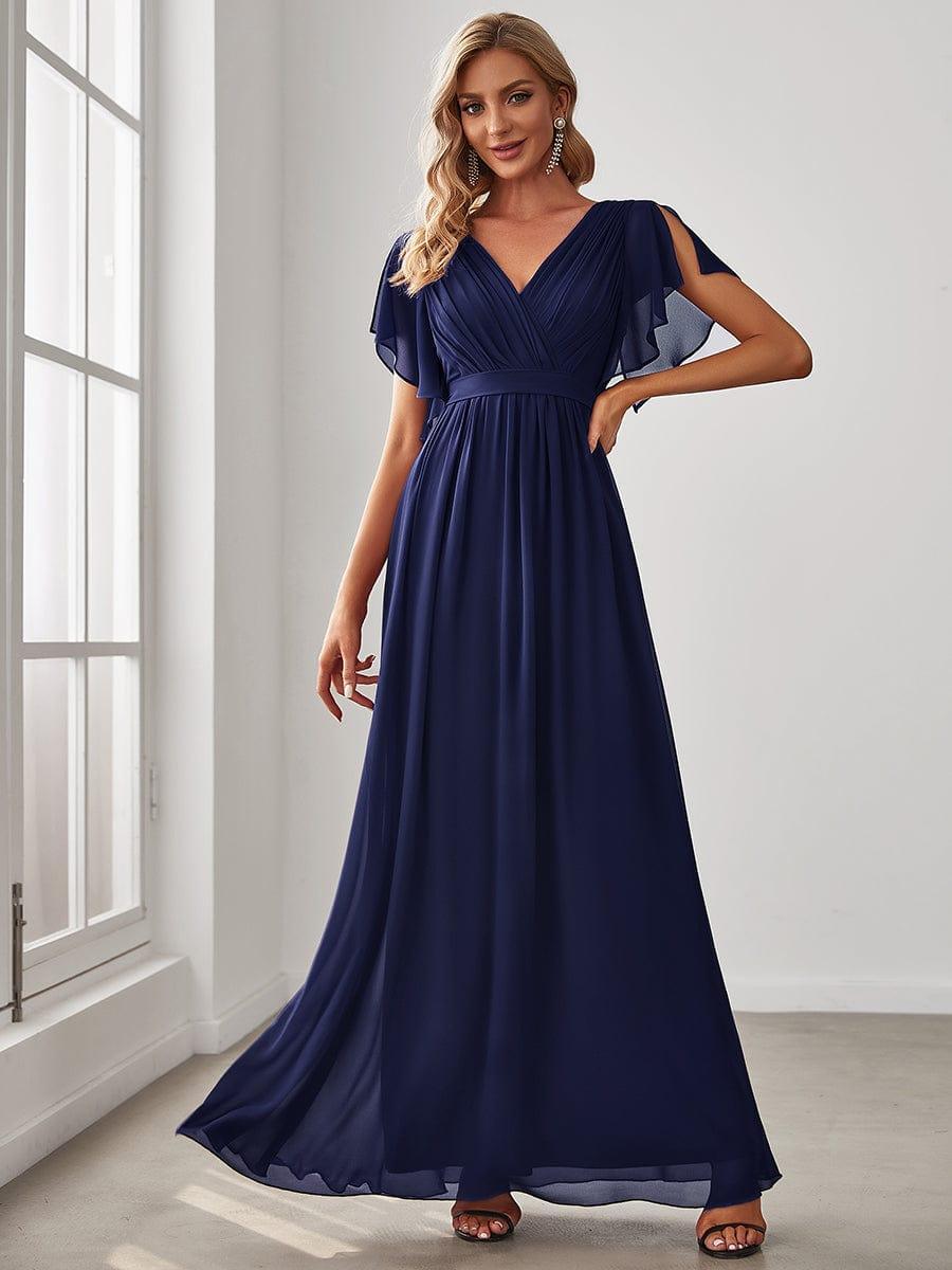 Chiffon V-Neck Maxi A-Line Evening Dress for Women