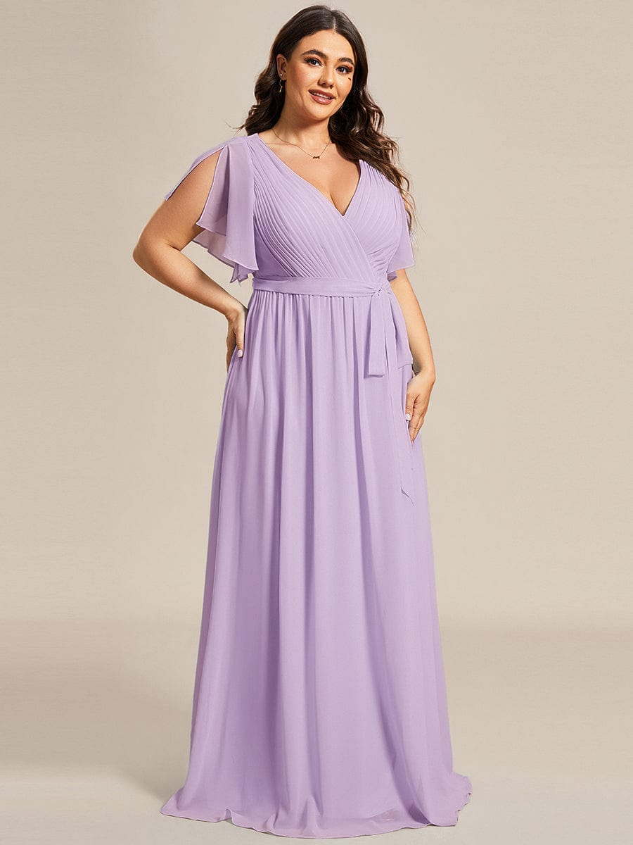 Chiffon V-Neck Maxi A-Line Evening Dress for Women
