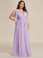 Chiffon V-Neck Maxi A-Line Evening Dress for Women
