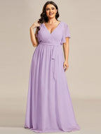 Chiffon V-Neck Maxi A-Line Evening Dress for Women