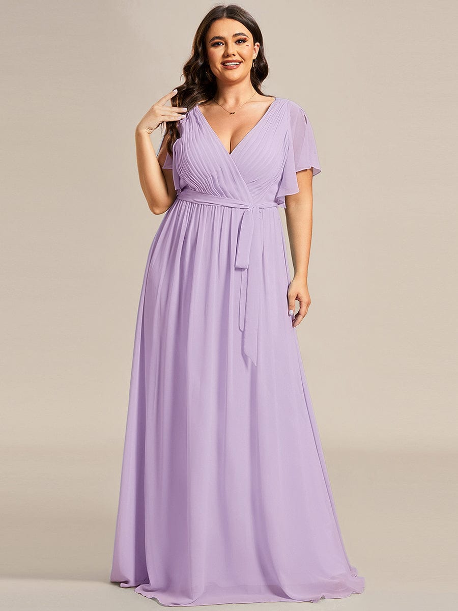 Chiffon V-Neck Maxi A-Line Evening Dress for Women