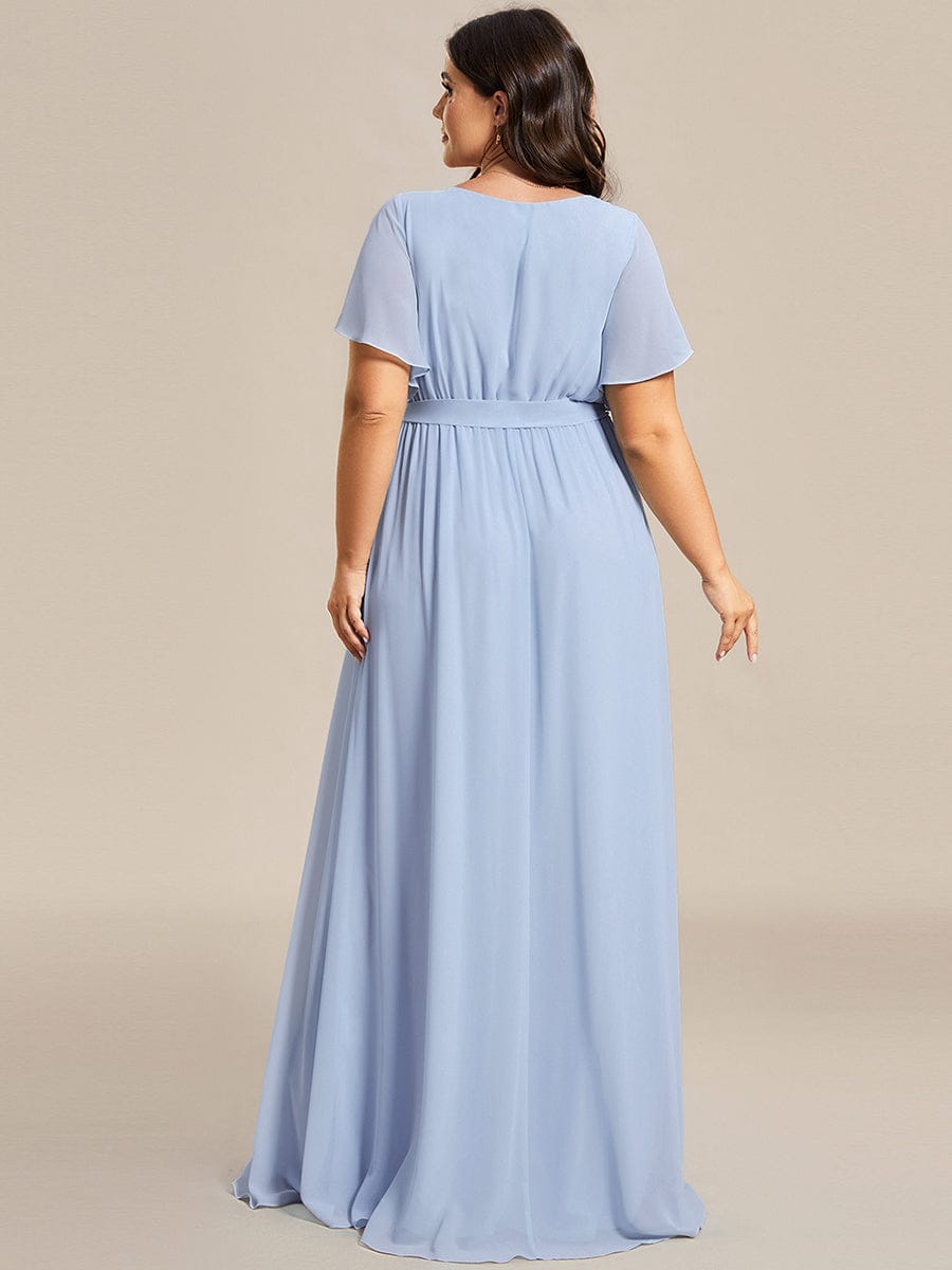 Chiffon V-Neck Maxi A-Line Evening Dress for Women