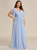Chiffon V-Neck Maxi A-Line Evening Dress for Women