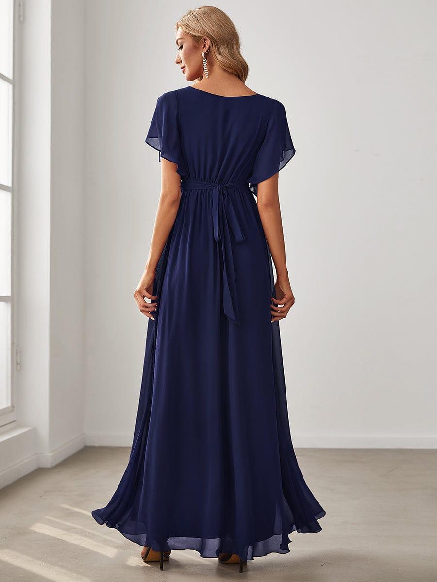 Chiffon V-Neck Maxi A-Line Evening Dress for Women