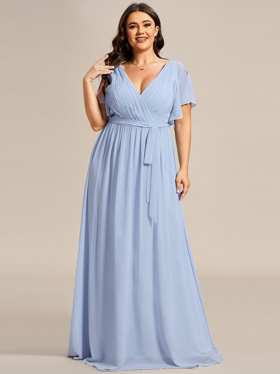 Chiffon V-Neck Maxi A-Line Evening Dress for Women