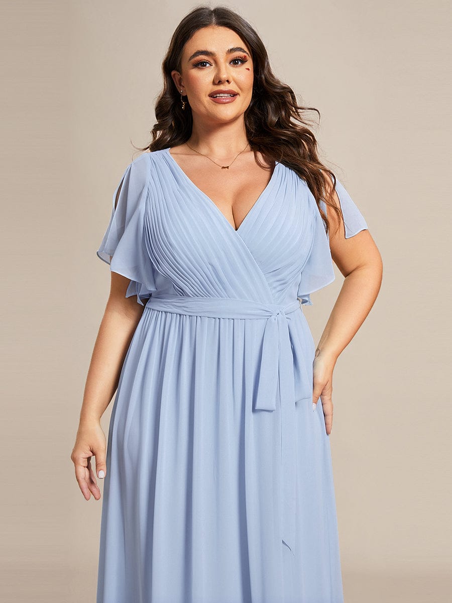 Chiffon V-Neck Maxi A-Line Evening Dress for Women