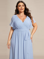 Chiffon V-Neck Maxi A-Line Evening Dress for Women