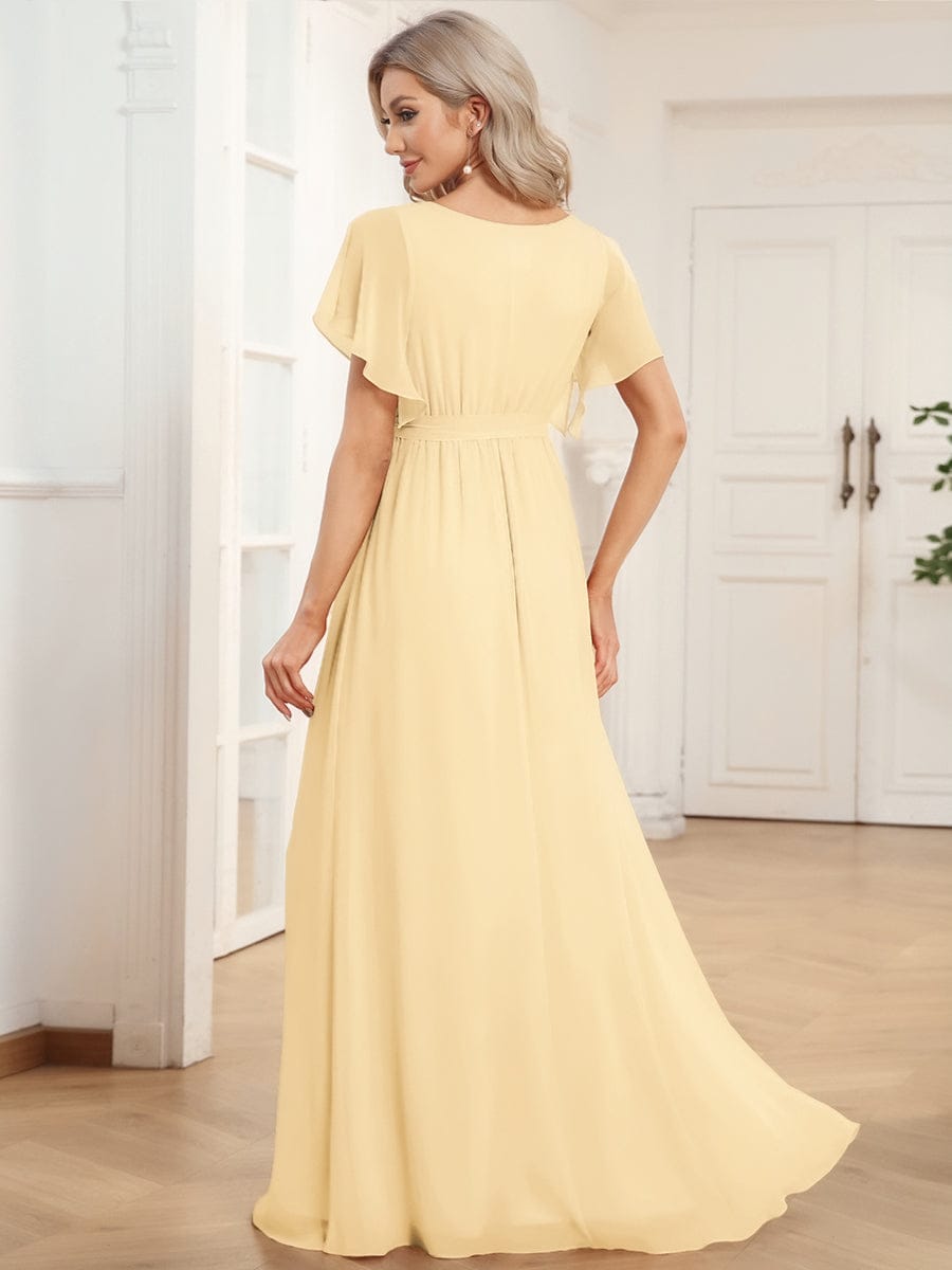 Chiffon V-Neck Maxi A-Line Evening Dress for Women